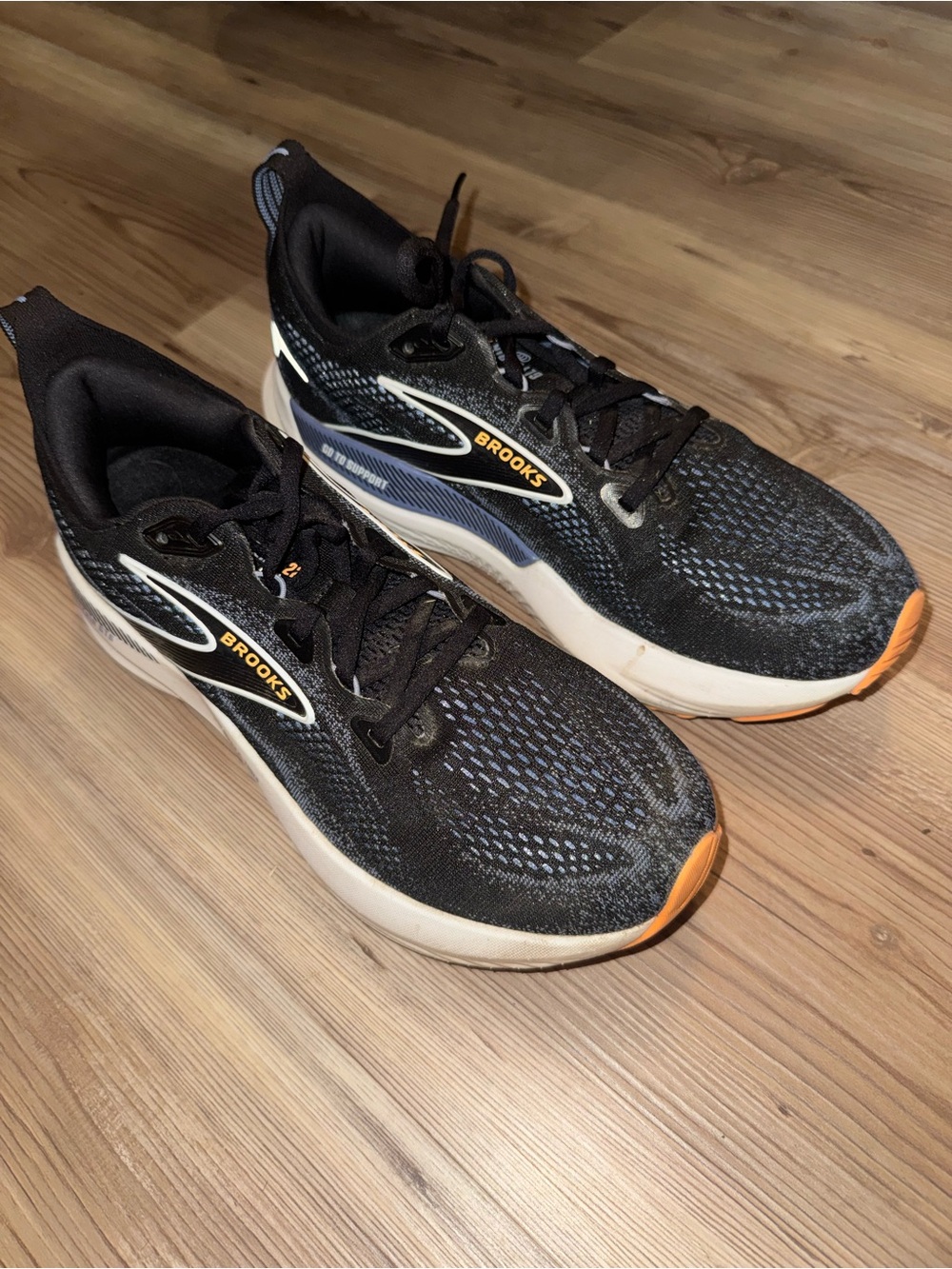 Brooks glycerin GTS Black and Orange Men's Athletic Running Shoes